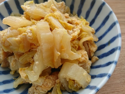 白菜と油揚げの卵とじ　味付けかんたん！